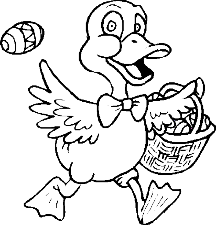 Duck with his Easter Basket