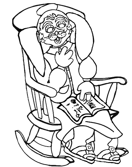 Grammaw in rocker reading.