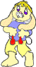 Race Bunnie with 2 balloons.