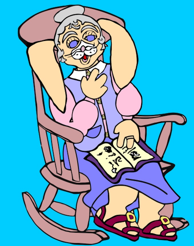 Grammaw Hunnie rocking and reading