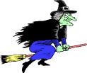 Green Witch on Broom
