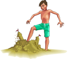 Kid Kicking Down Sandcastle