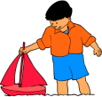 Little boy sends his ship to sail!