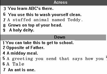 Clues to Kids Mommie's Day Crossword