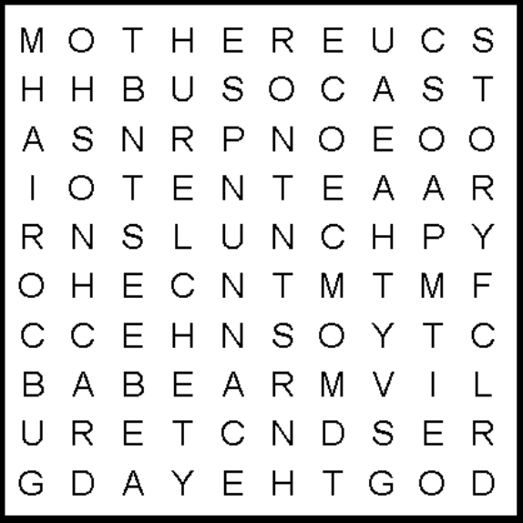 Mommie's Day Kid's Word Search Poem