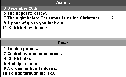 Middies and Elders Clues for Crossword