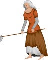 Peasant woman working her fields.