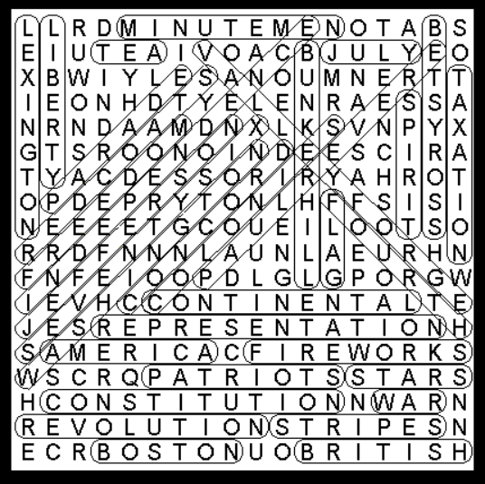 4th of July Deluxe Word Search Solution