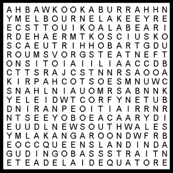 Aistralia Word Search