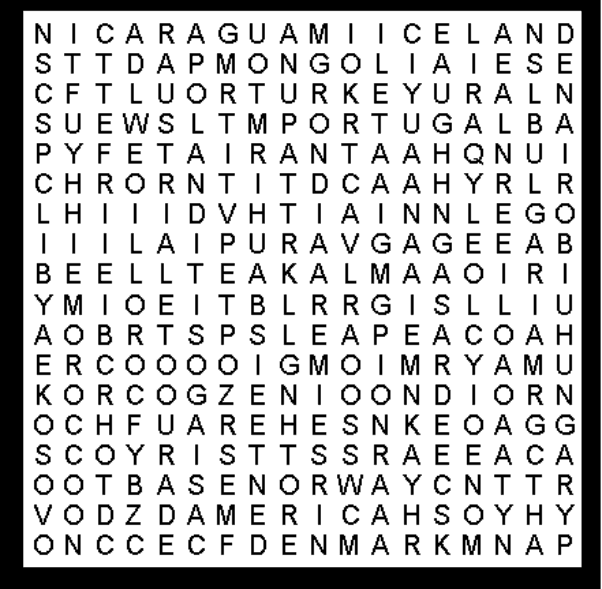 Countries Deluxe Word Search Puzzle II