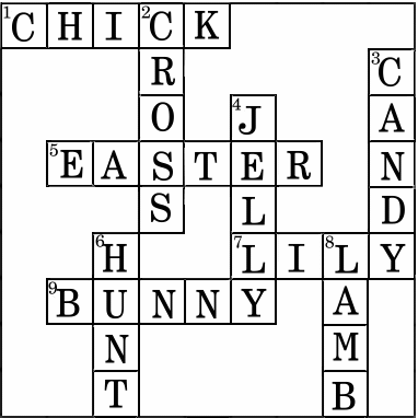 Kids solution to Easter Crossword
