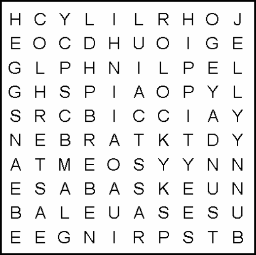 Easter Kids Word Search Puzzle