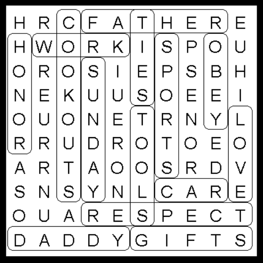 Father's Day Word Search Solution