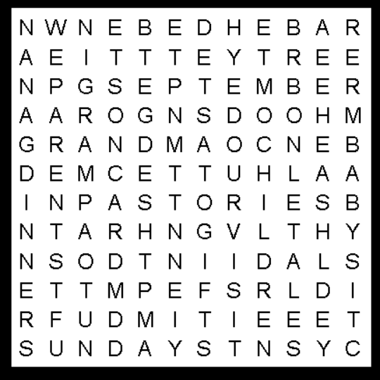 Grandparents Day Kids Word Search