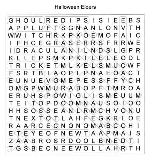 Halloween Deluxe Word Search Puzzle Solution