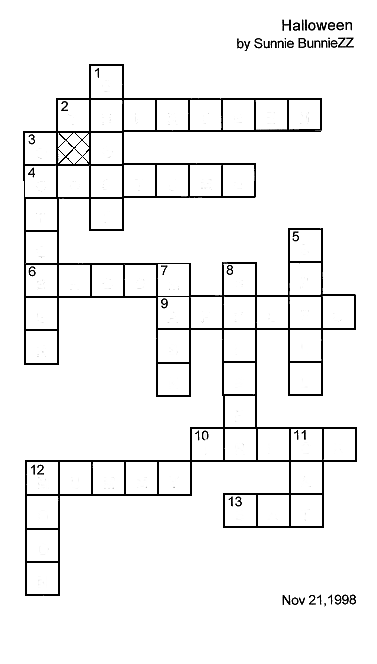 Halloween Kids Crossword Puzzle.