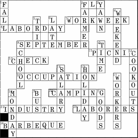 Labor Day Deluxe Cross Word solution