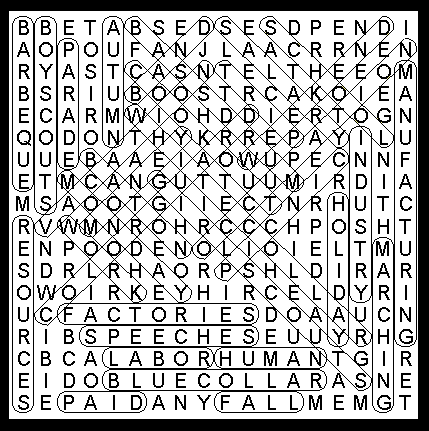 Labor Day Deluxe Word Search Solution