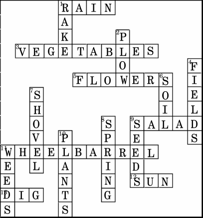 New Garden Kids Crossword solution