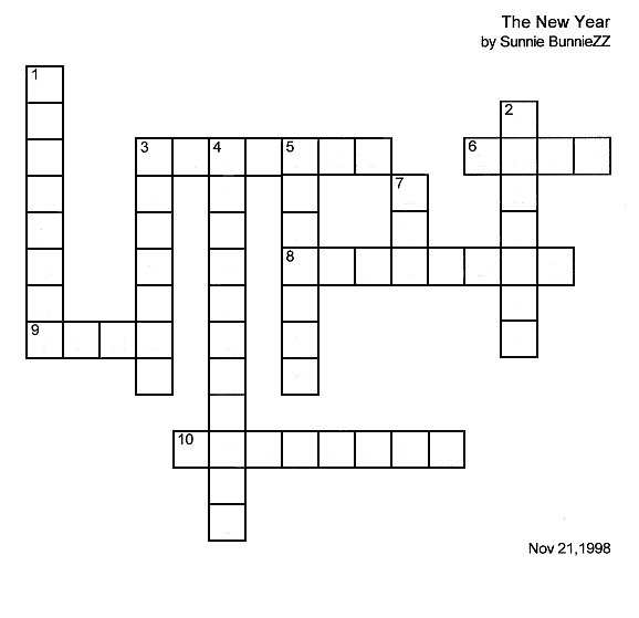 New Year's Day Kids Crossword Puzzle.