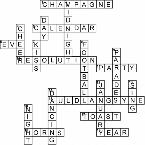 New Year's Day Middies Crossword Puzzle Solution.