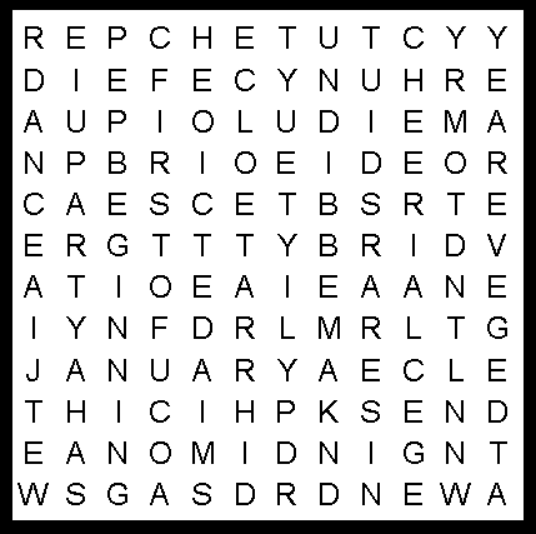 New Year's Eve Middies Word Search
