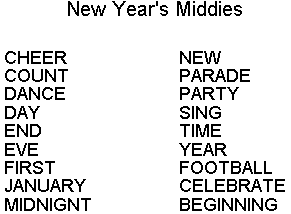 New Years EVE Middies Word Search 