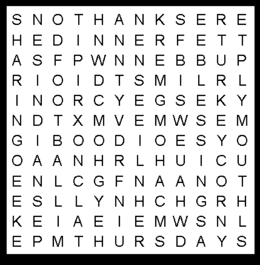 Thanksgiving Kid Word Search