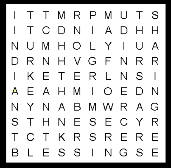 Thanksgiving 10 word Kid Word Search