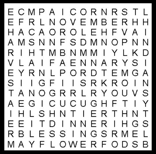 Thanksgiving Middies Word Search
