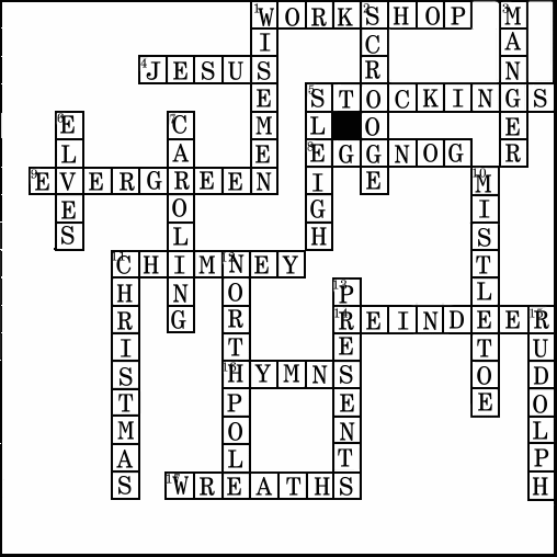 Christmas Day Middies Crossword Puzzle Solution.