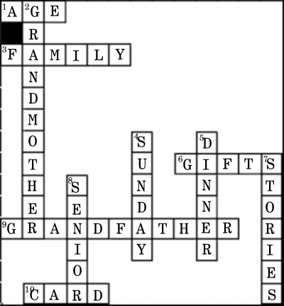 Grandparents Day Kids Cross Word Solution